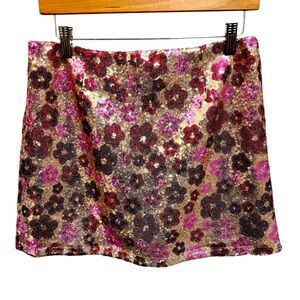 SOUTHERN HOUSE Every Bloom Magenta Sequin Mini Skirt Sz XL NEW 💓 Valentine’s